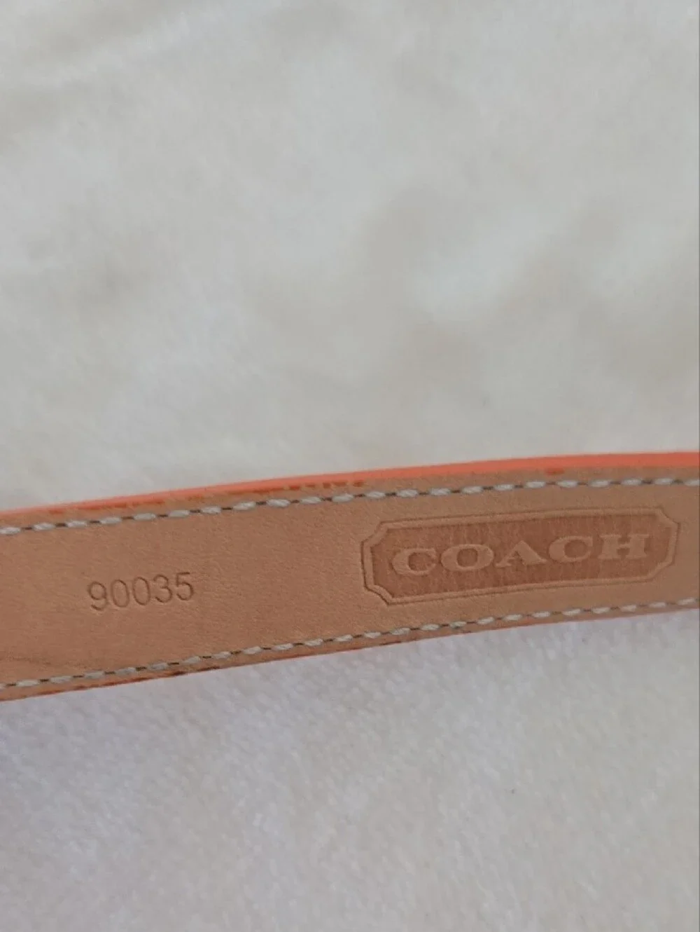 Coach Orange Leather Stud Belt with Gold Metal Hang Tag